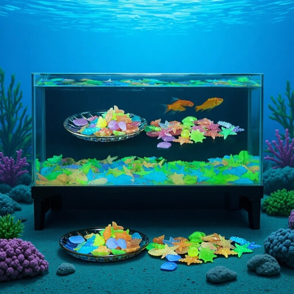 Aquarium Plant Display - أحجار المحيط المضيئة، أصداف المحار الفلورية،