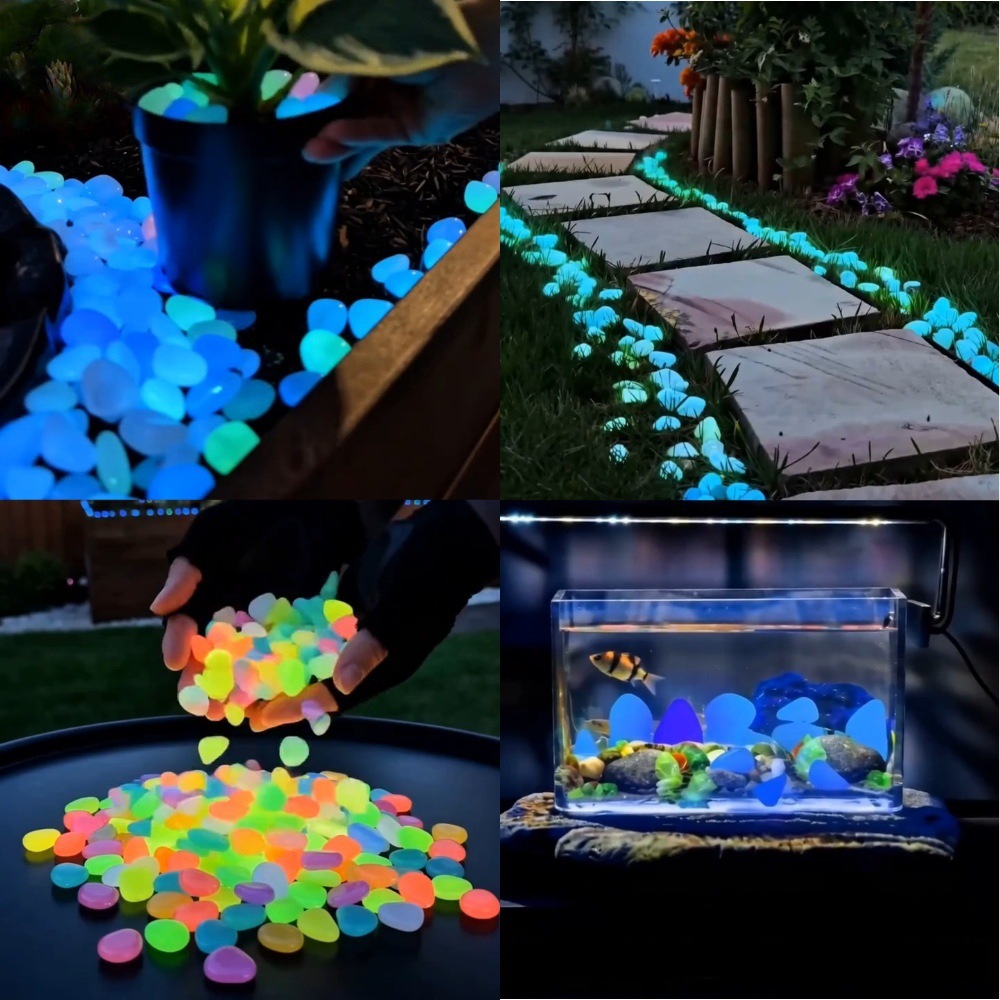 Aquarium Planted Plants - حصى ملونة مضيئة في الظلام لتزيين