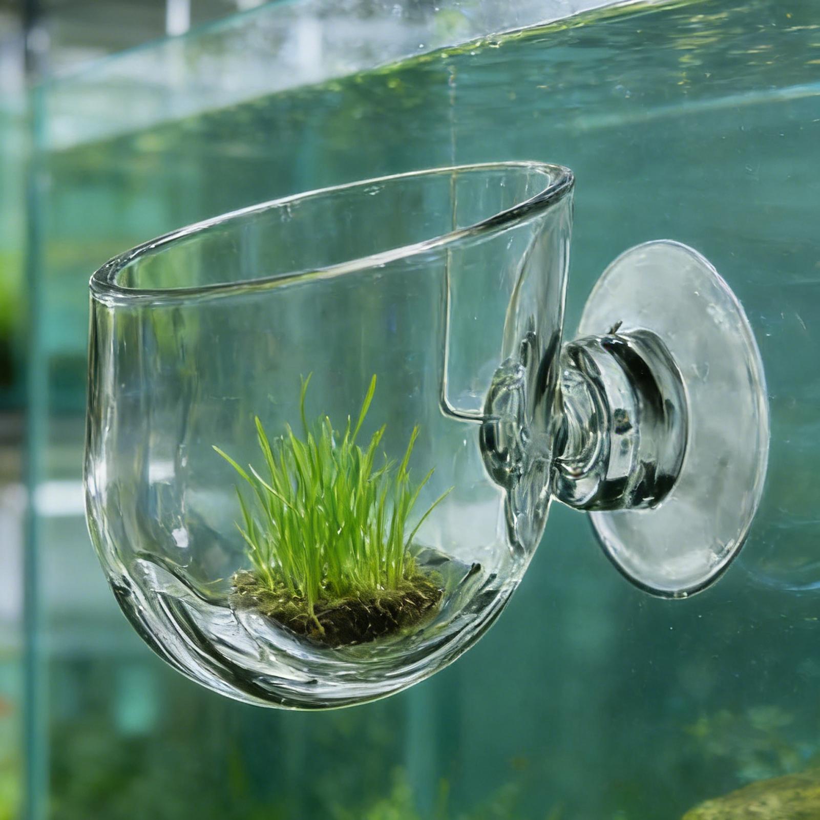 Aquarium Planted Background - حامل نباتات الأكريليك الشفاف بكأس شفط