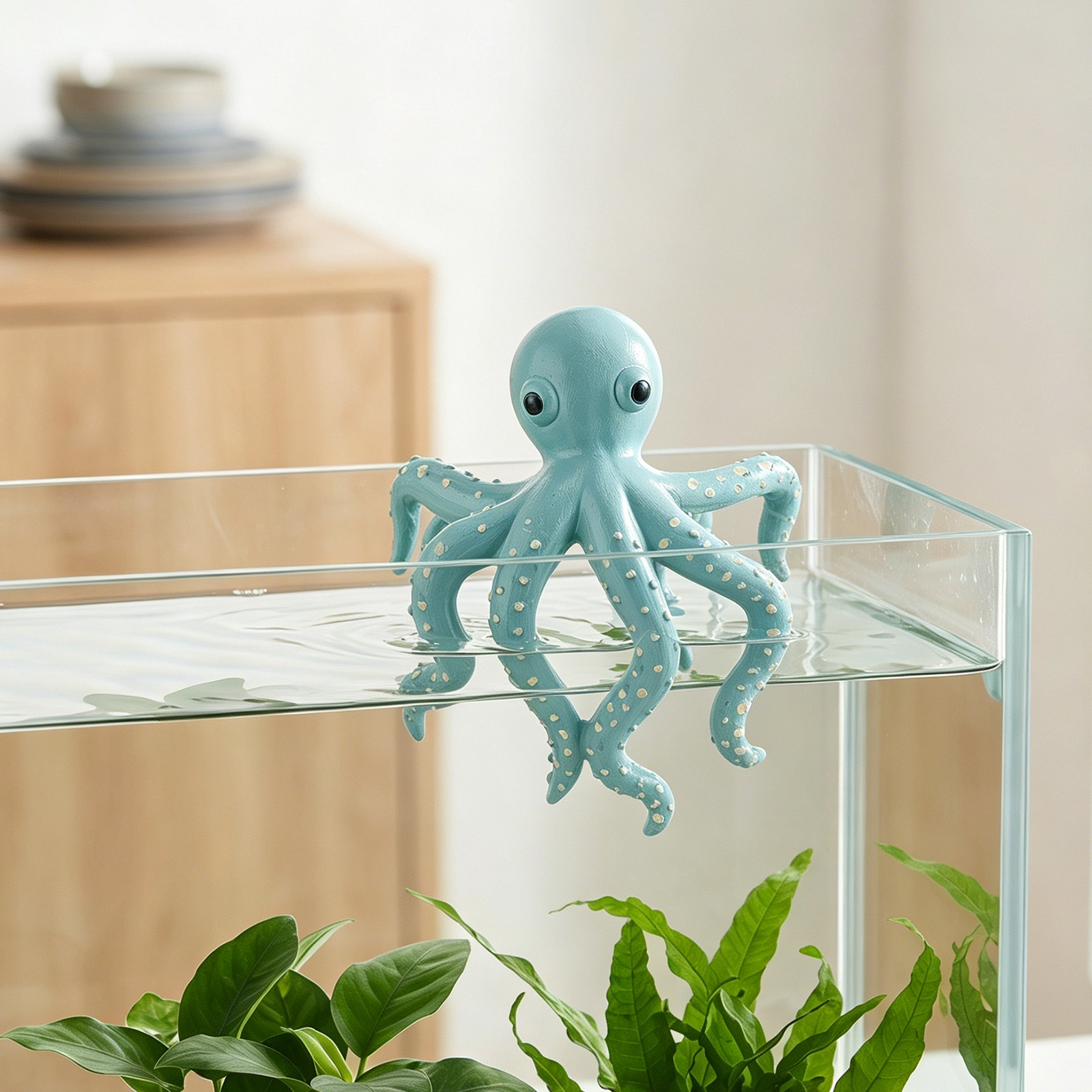 تمثال أخطبوط متسلق من الراتنج، - مراجعة Aquarium Plant Octopus وسعره